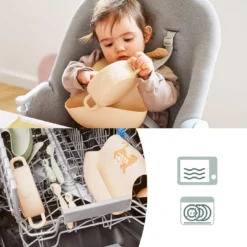 Baby First Meal Silikon Geschirr Set Mini Roar