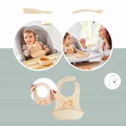 Baby First Meal Silikon Geschirr Set Mini Roar