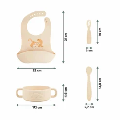 Baby First Meal Silikon Geschirr Set Mini Roar