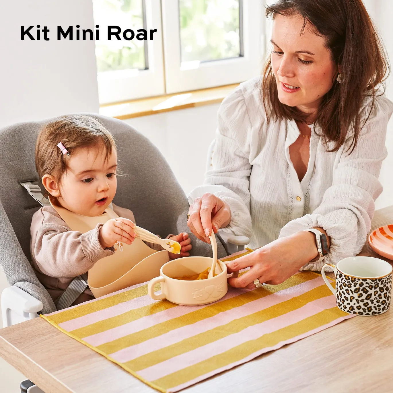 Baby First Meal Silikon Geschirr Set Mini Roar