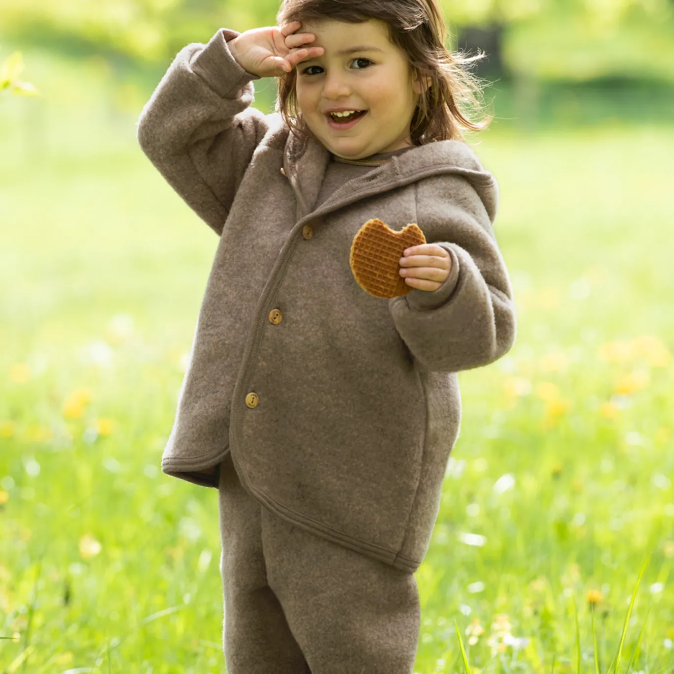Baby Kapuzenjacke Walnuss Melange