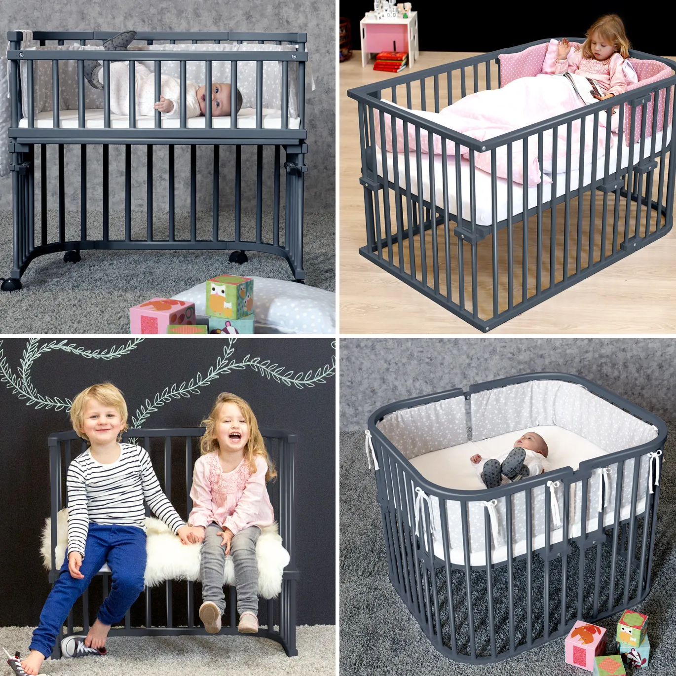 babybay Boxspring schiefergrau lackiert