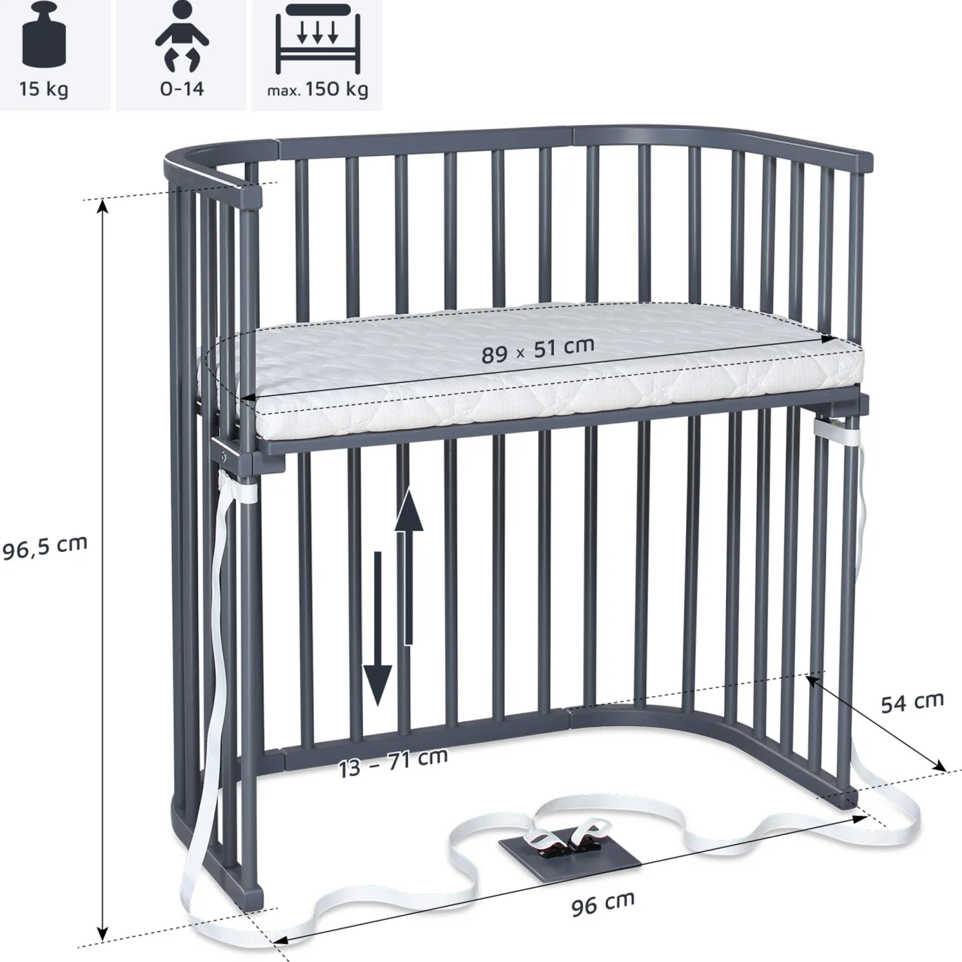 babybay Boxspring schiefergrau lackiert