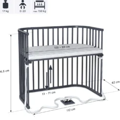 babybay Boxspring XXL schiefergrau lackiert