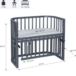 Babybay Maxi Comfort Plus schiefergrau lackiert