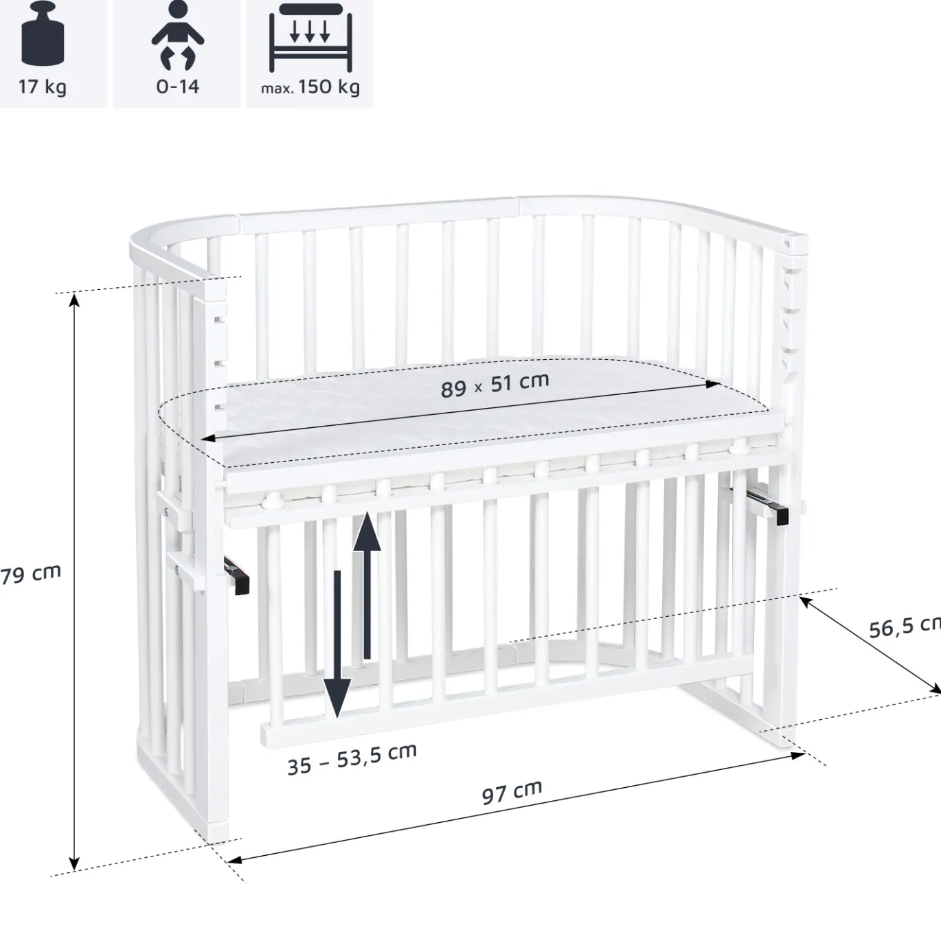 Babybay Maxi Comfort Plus weiß lackiert