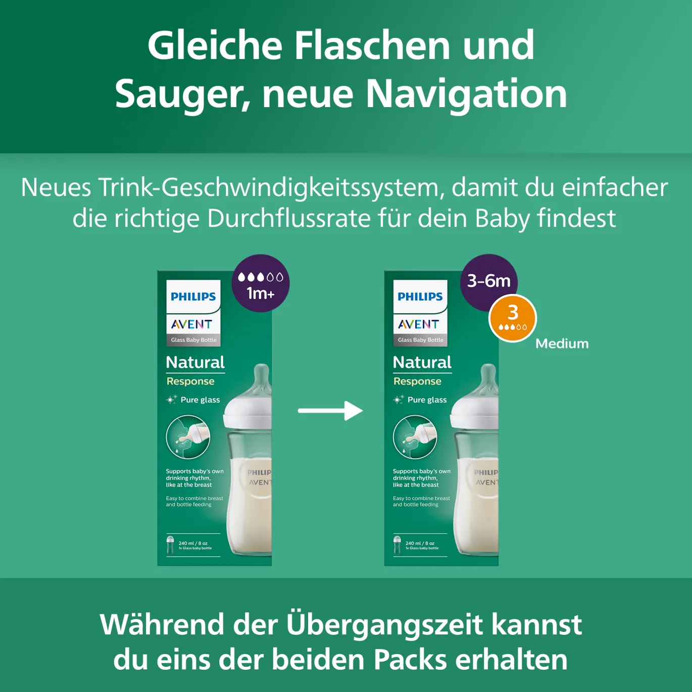 Babyflaschen Glas Natural Response Gr.3 260ml SCY933/02