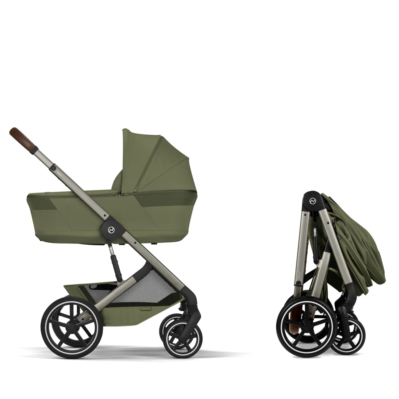 Balios S Lux & faltbare Wanne Moss Green mit Rahmen in Taupe 26