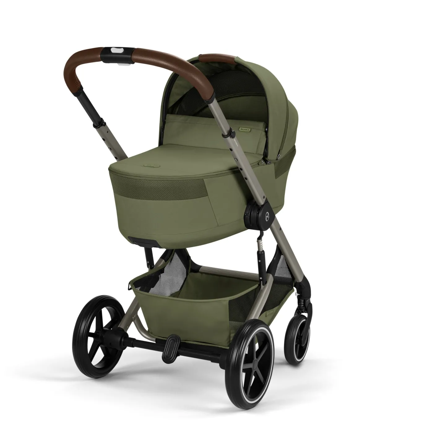 Balios S Lux & faltbare Wanne Moss Green mit Rahmen in Taupe 26