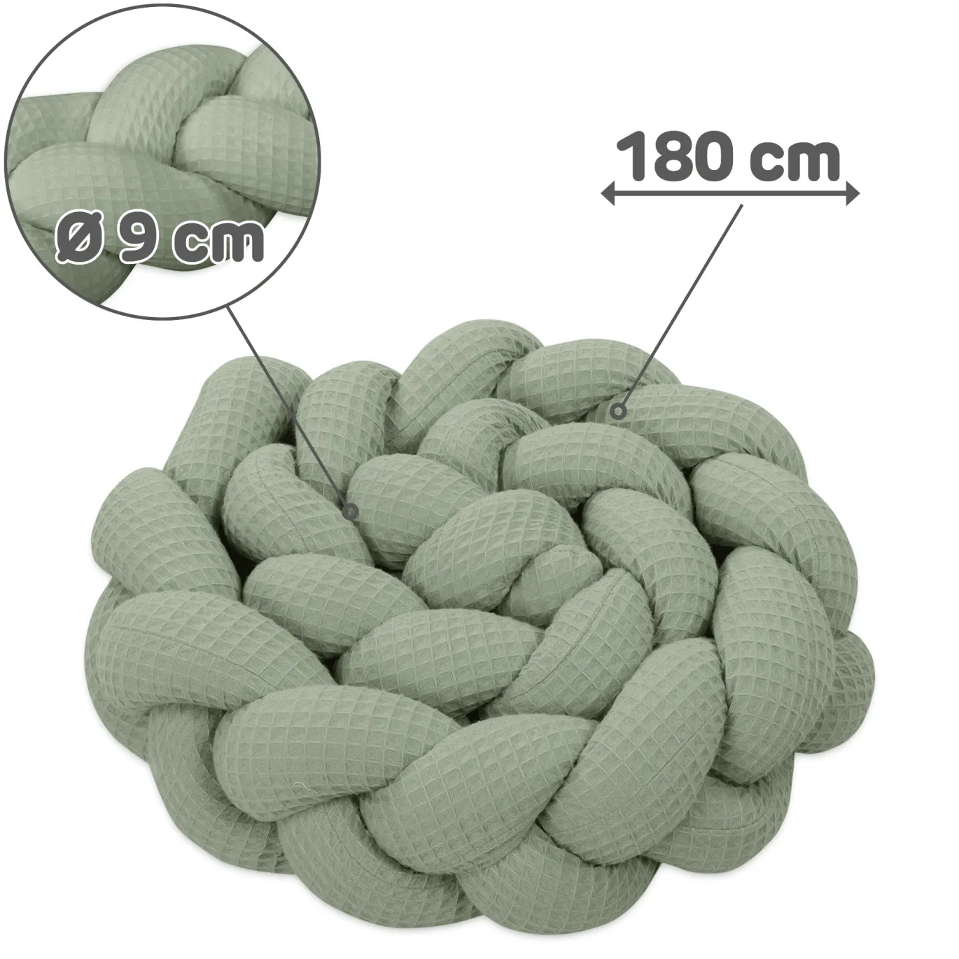 Bettschlange geflochten Jadegreen 180 cm