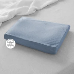 Bezug für das Kinderkopfkissen Bamboo Collection Melange Blau-Grau