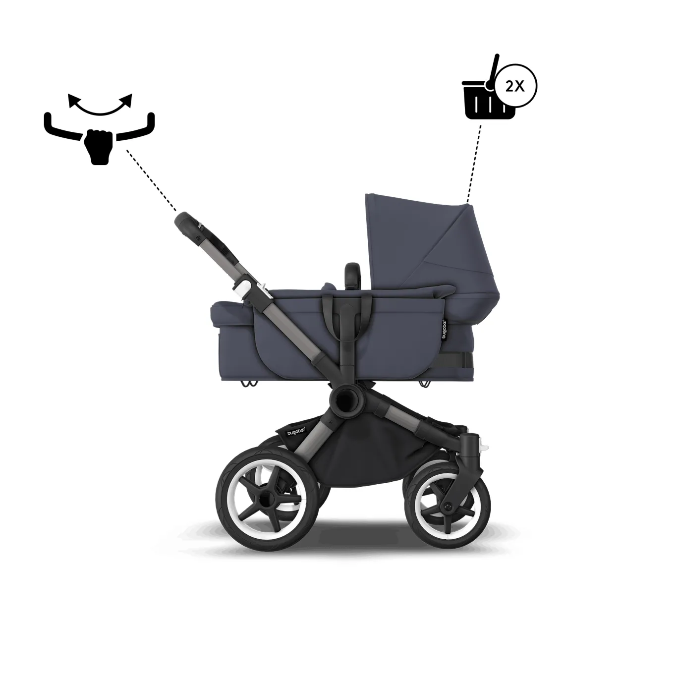 Donkey 5 Mono-Kinderwagen, erweiterbar, Stormy Blue
