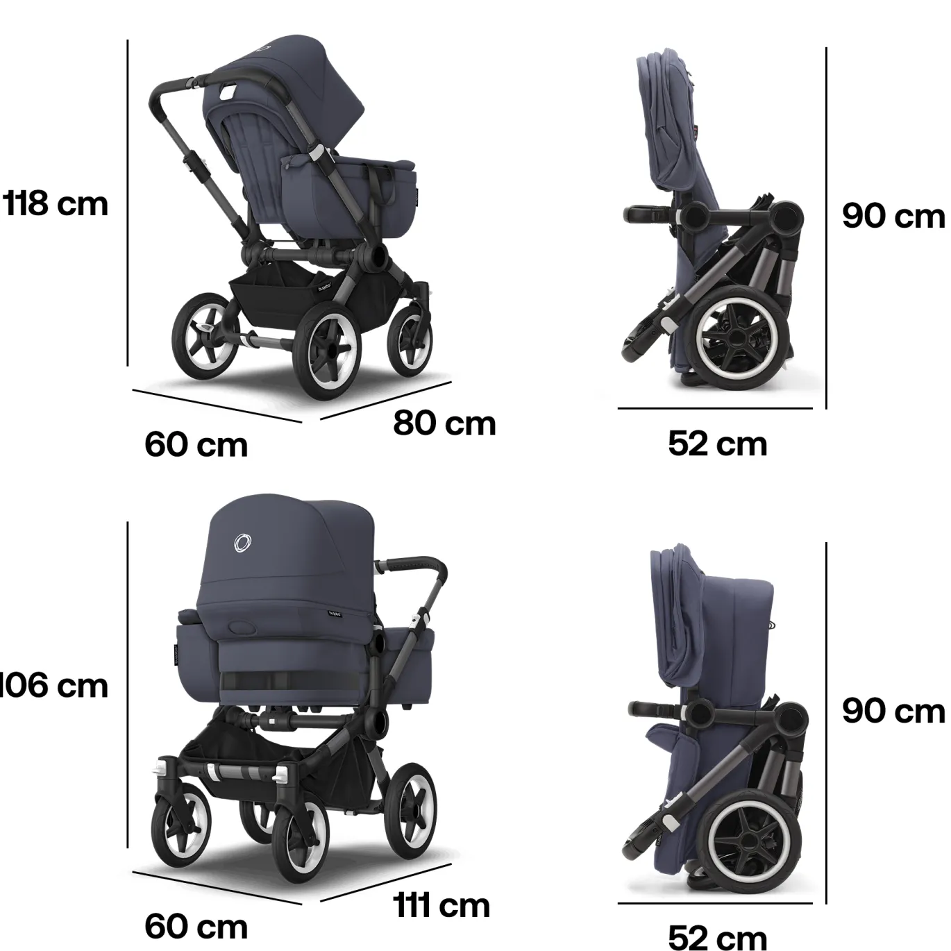 Donkey 5 Mono-Kinderwagen, erweiterbar, Stormy Blue