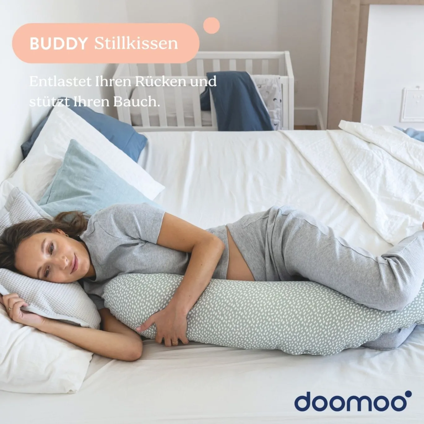 Doomoo Stillkissen BUDDY Cloudy Kaki 180cm