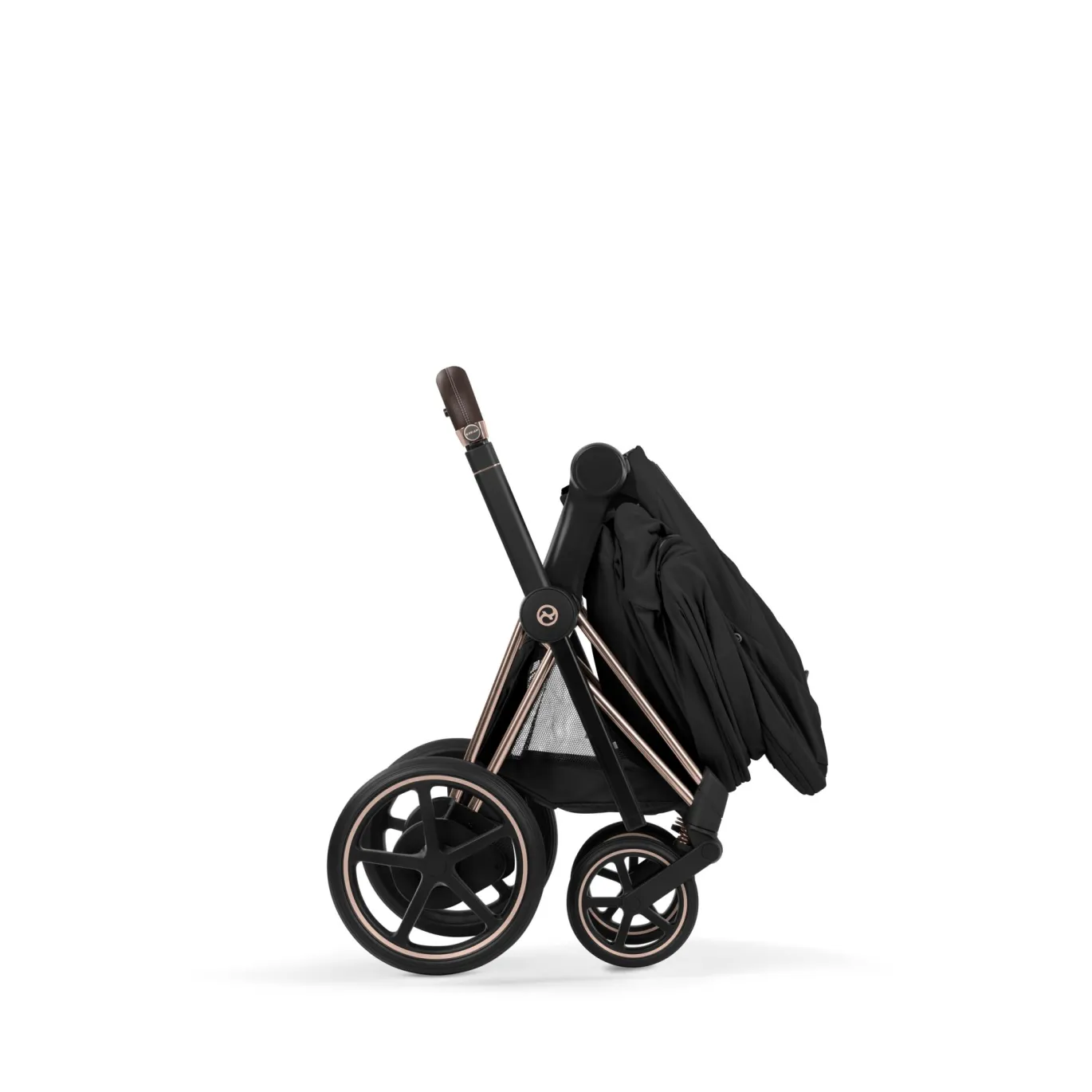 e-Priam Comfort Sepia Black mit Rahmen in Rosegold 26