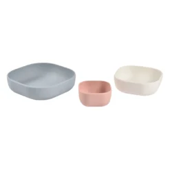 3er Set Silikon-Schüssel Velvet Grau/Cotton/Hellrosa