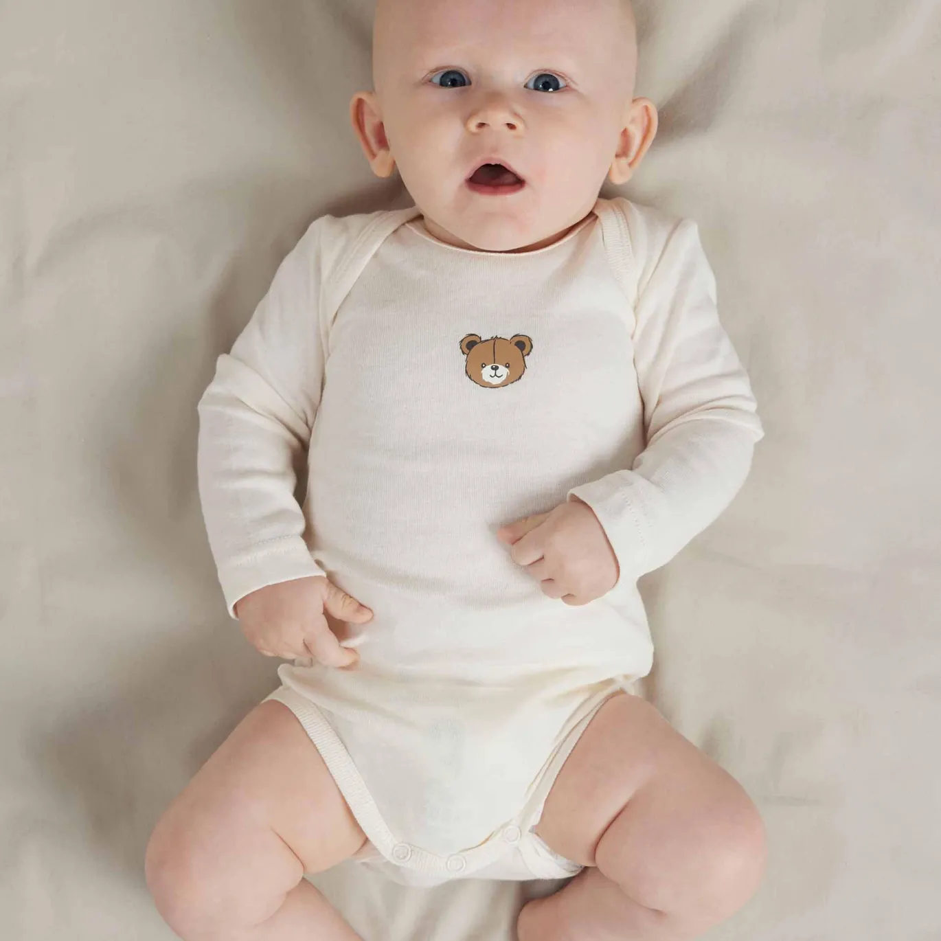 3er-Pack Langarmbody Bear Beige