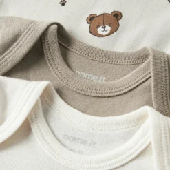 3er-Pack Langarmbody Bear Beige