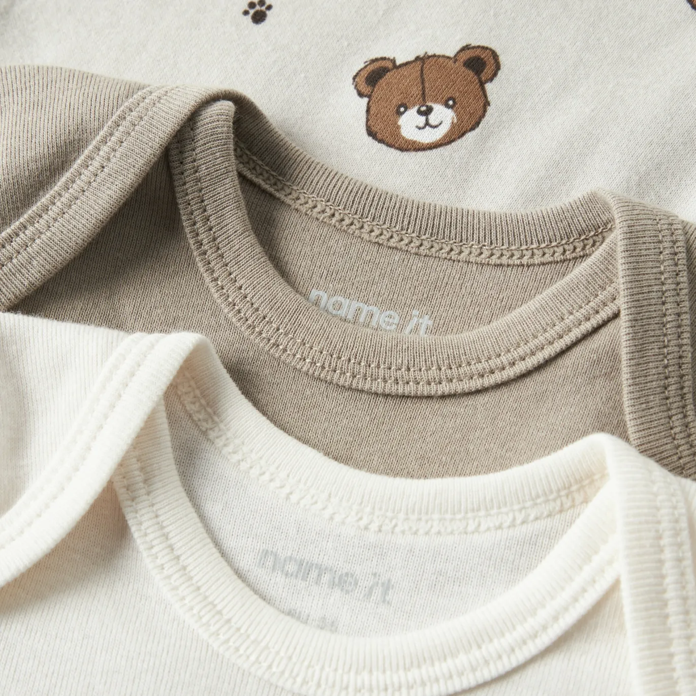 3er-Pack Langarmbody Bear Beige