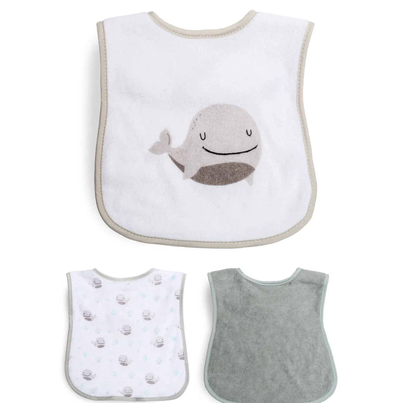 3er-Pack Klettlätzchen Wal