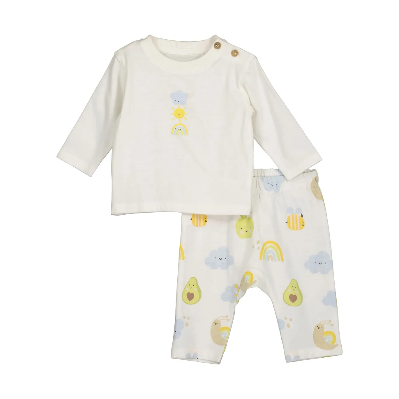 2er-Set Langarmshirt und Hose Clouds