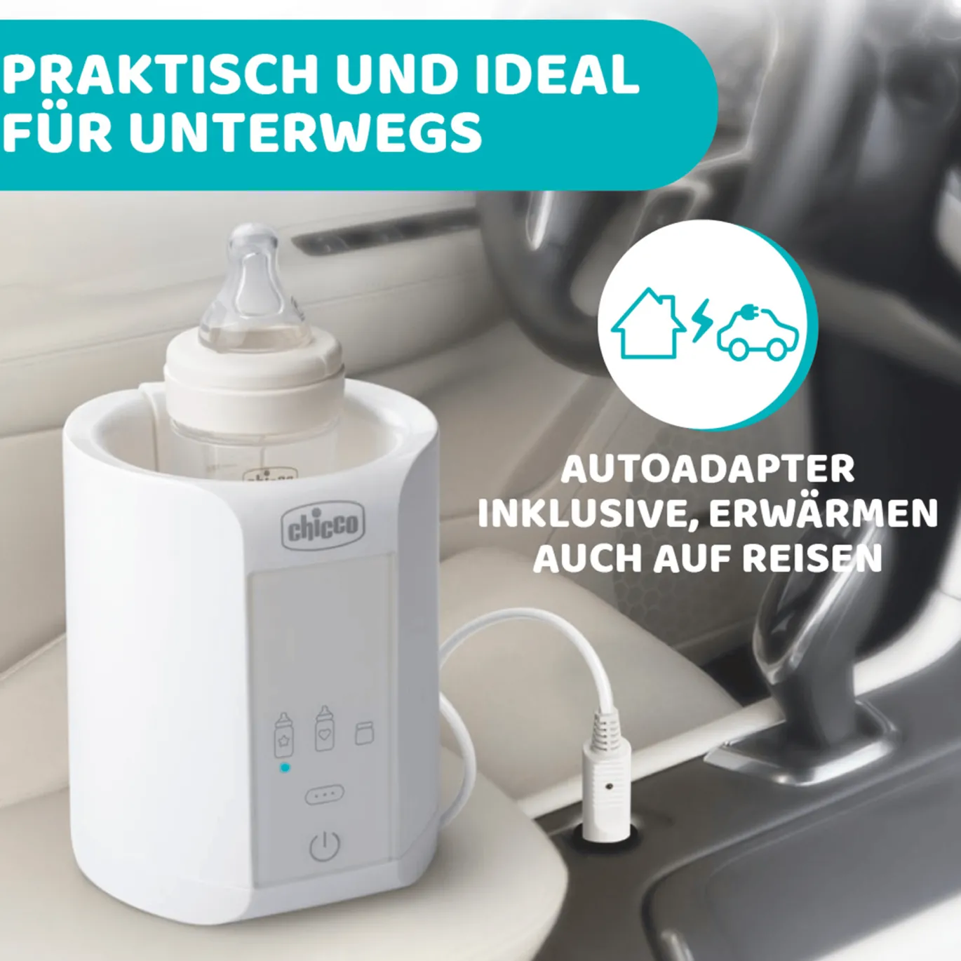 Flaschenwärmer mit Autoadapter