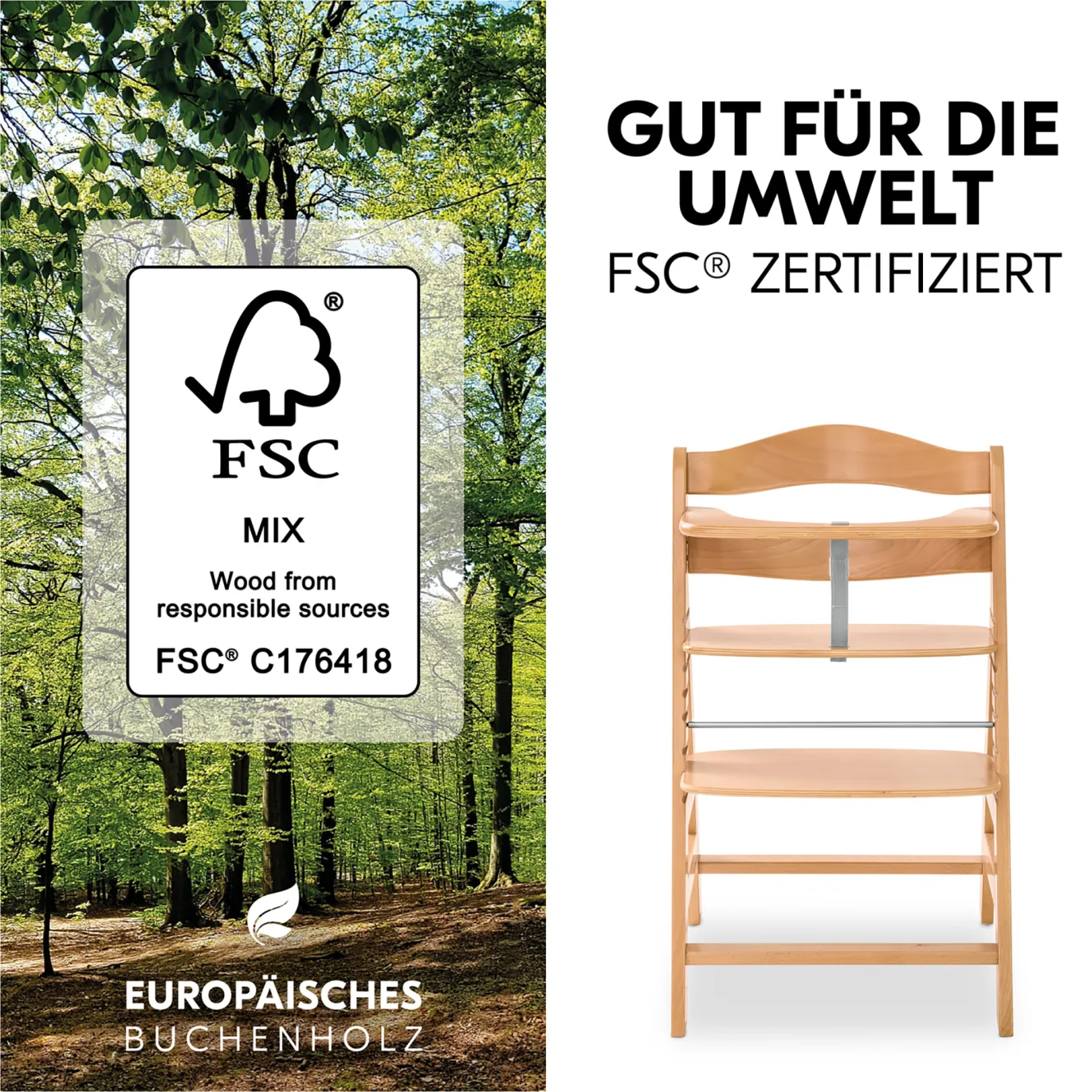 Hochstuhl mit Newborn Set Alpha Premium Nature Grey