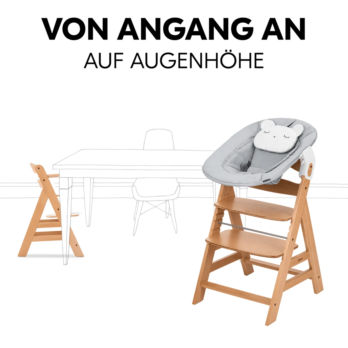 Hochstuhl mit Newborn Set Alpha Premium Nature Grey