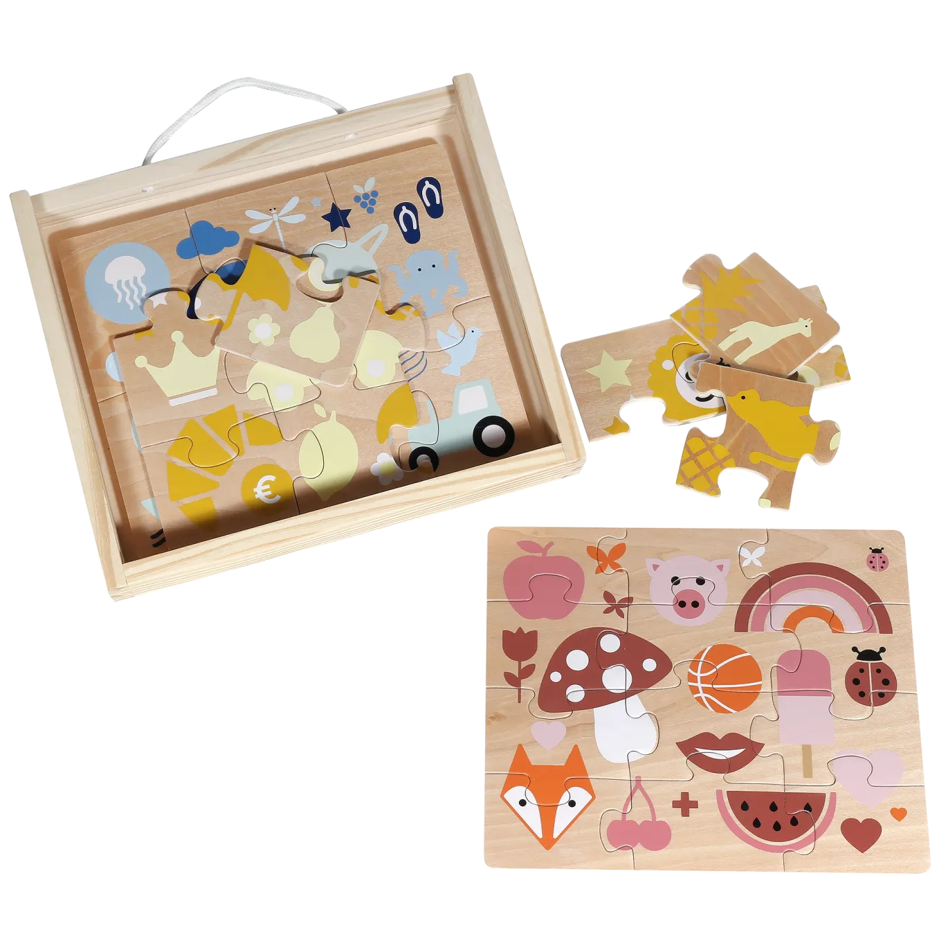 Holzpuzzle-Set Farben