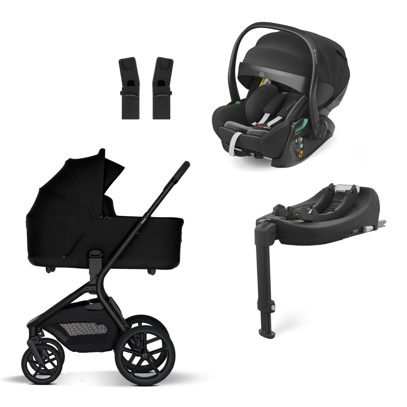 4in1-Set Mavi Pure Black mit Babyschale Aura in Black