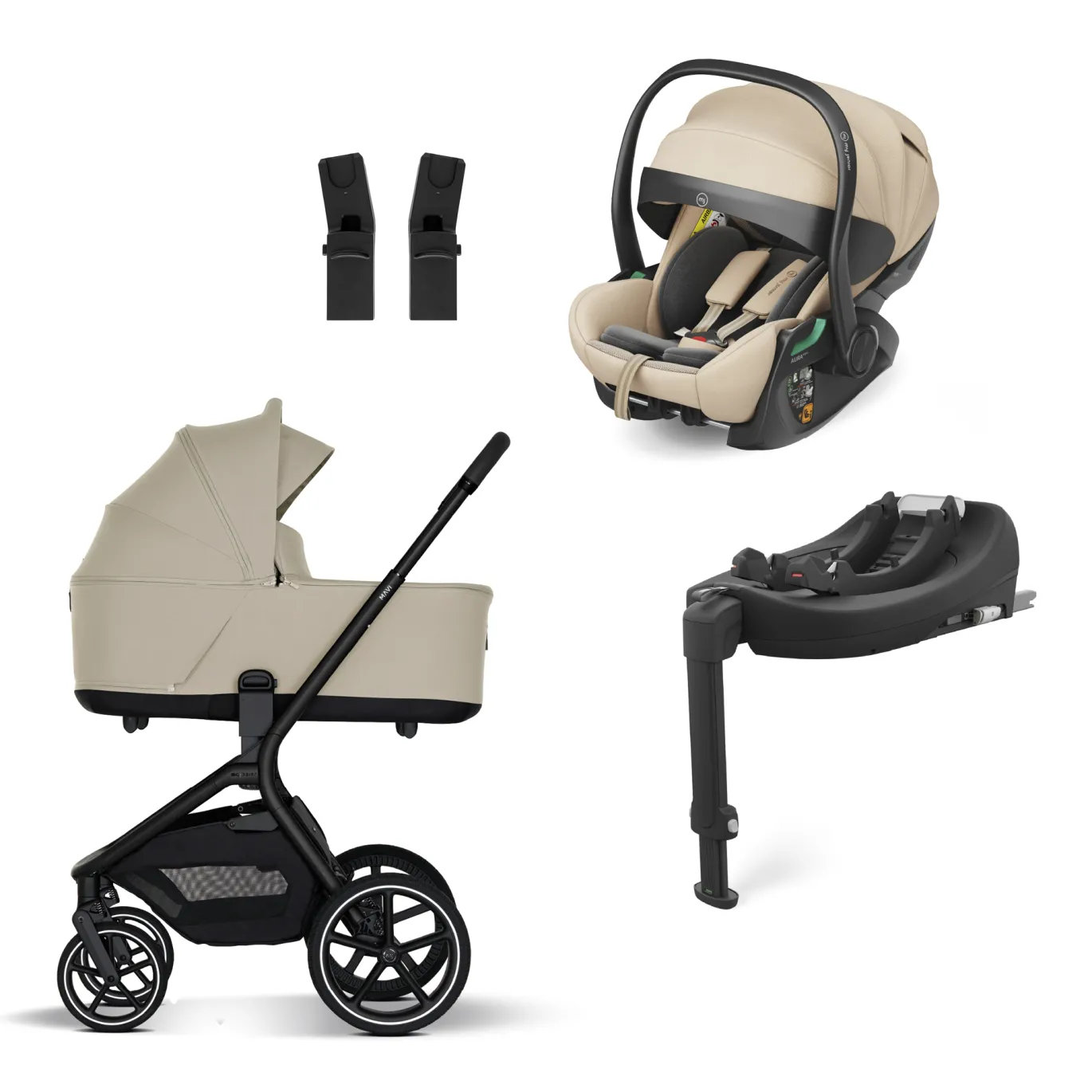 4in1-Set Mavi Sandstone mit Babyschale Aura in Beige