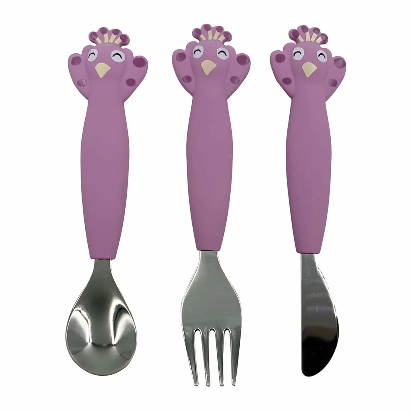 Kinderbesteck Set aus Silikon 3-teilig - Mrs. Peacock