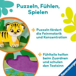 Play+ magnetisches Holz-Fühl-Puzzle: Dschungel