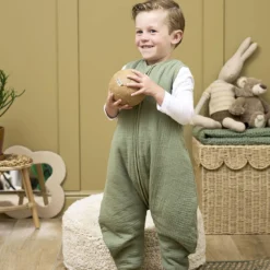 Schlafjumper Musselin Olive 92 cm