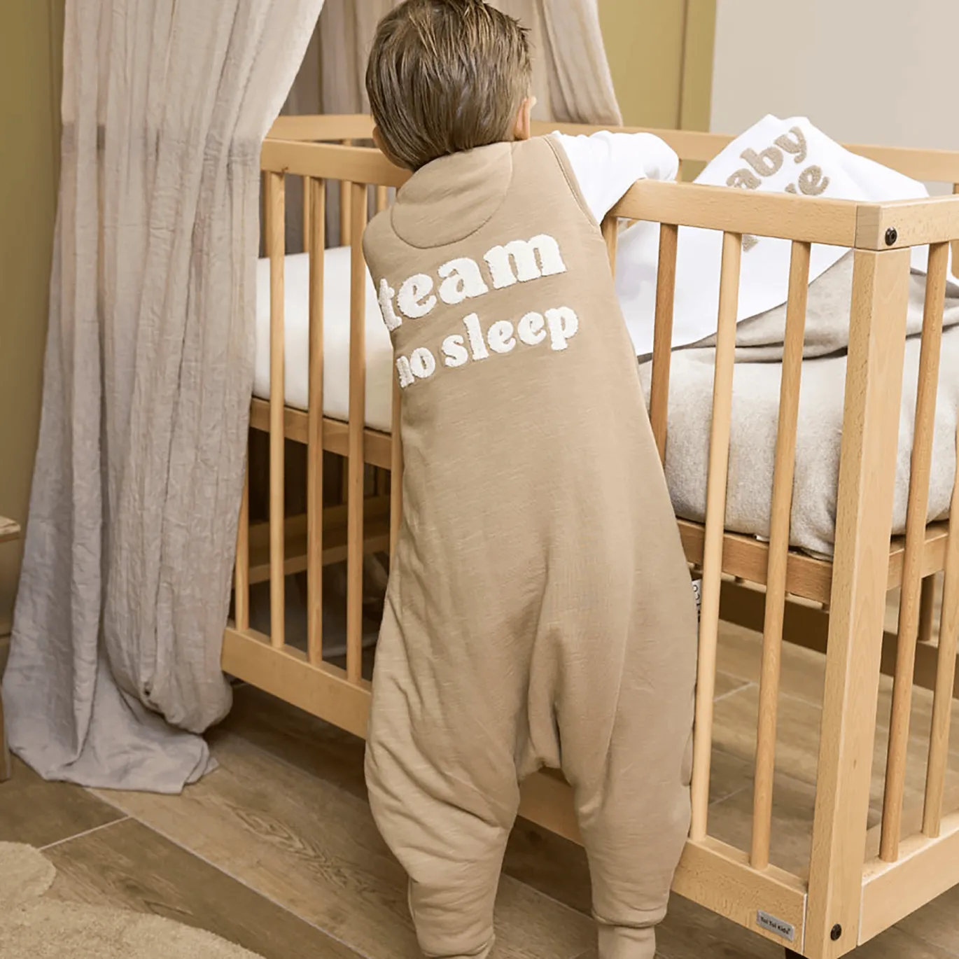 Schlafsack-Overall Jumper Slub "Team No Sleep" 80 cm