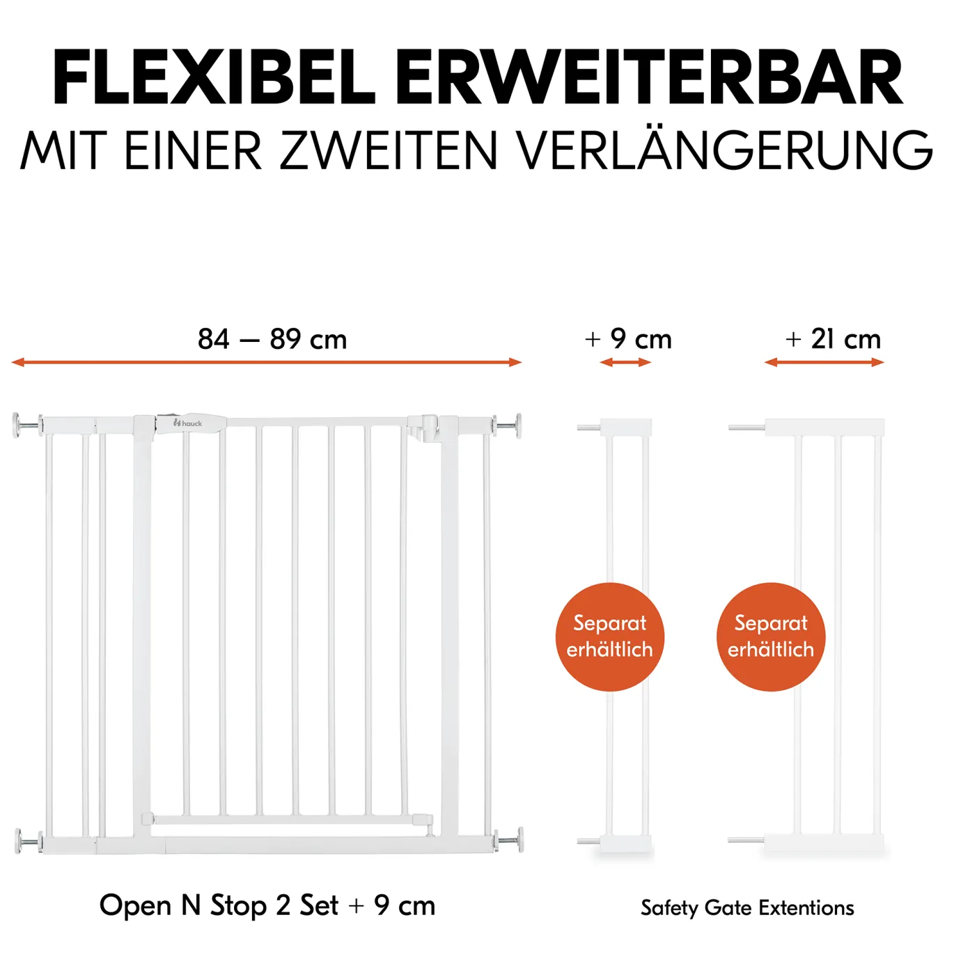 Schutzgitter-Set Open N Stop 2 mit 9 cm Verlängerung White