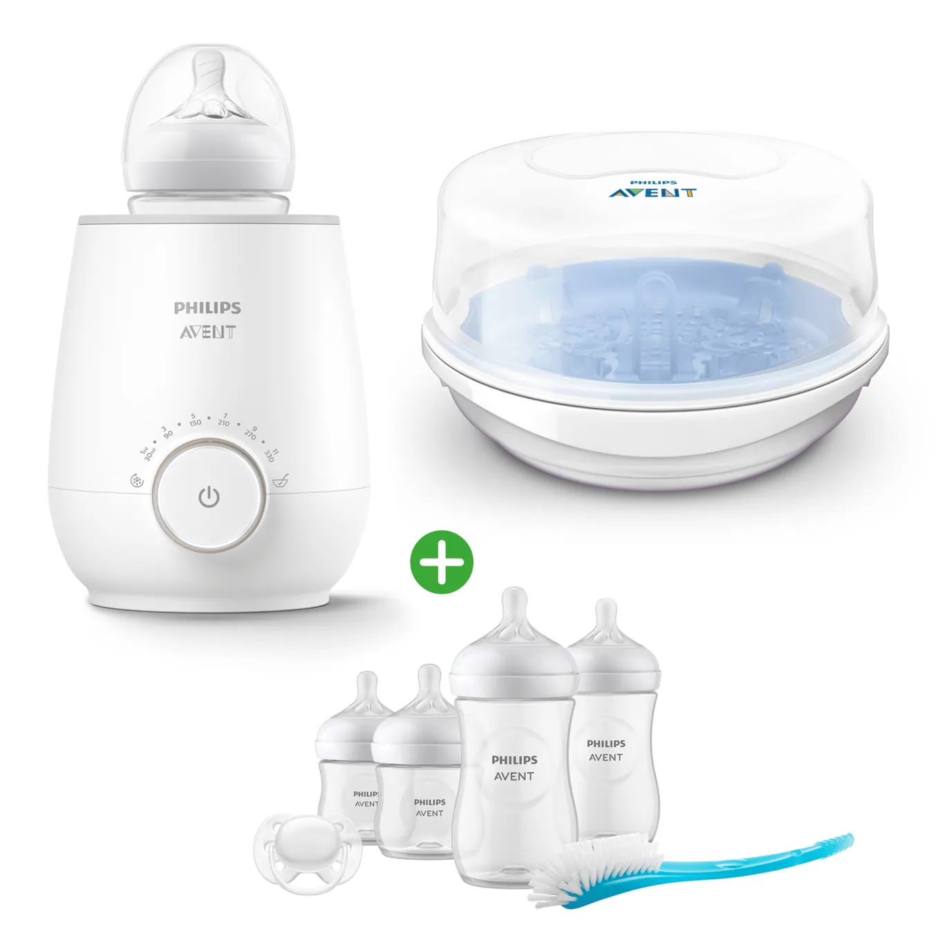 Set Flaschenwärmer Premium SCF358 mit Mikrowellen Sterilisator & Flaschen Starter Set Advanced 4F1S