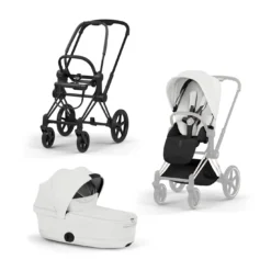 Set Priam Style Rahmen Matt Black mit Wanne und Sitzpaket in Light Beige 26