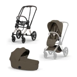 Set Priam Style Rahmen Rosegold mit Wanne und Sitzpaket in Dark Brown 26