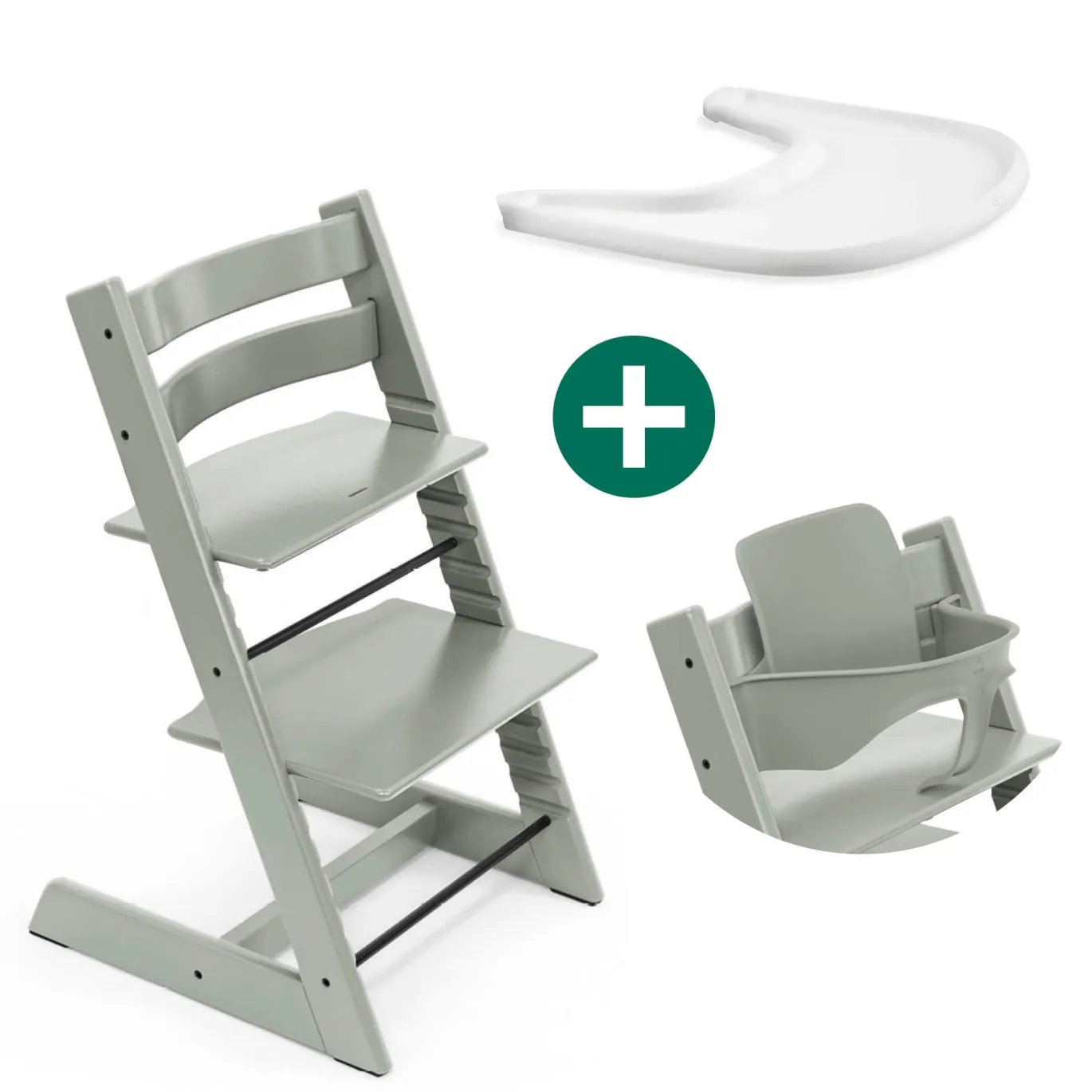 Set Tripp Trapp® Glacier Green mit Baby Set und Tablett