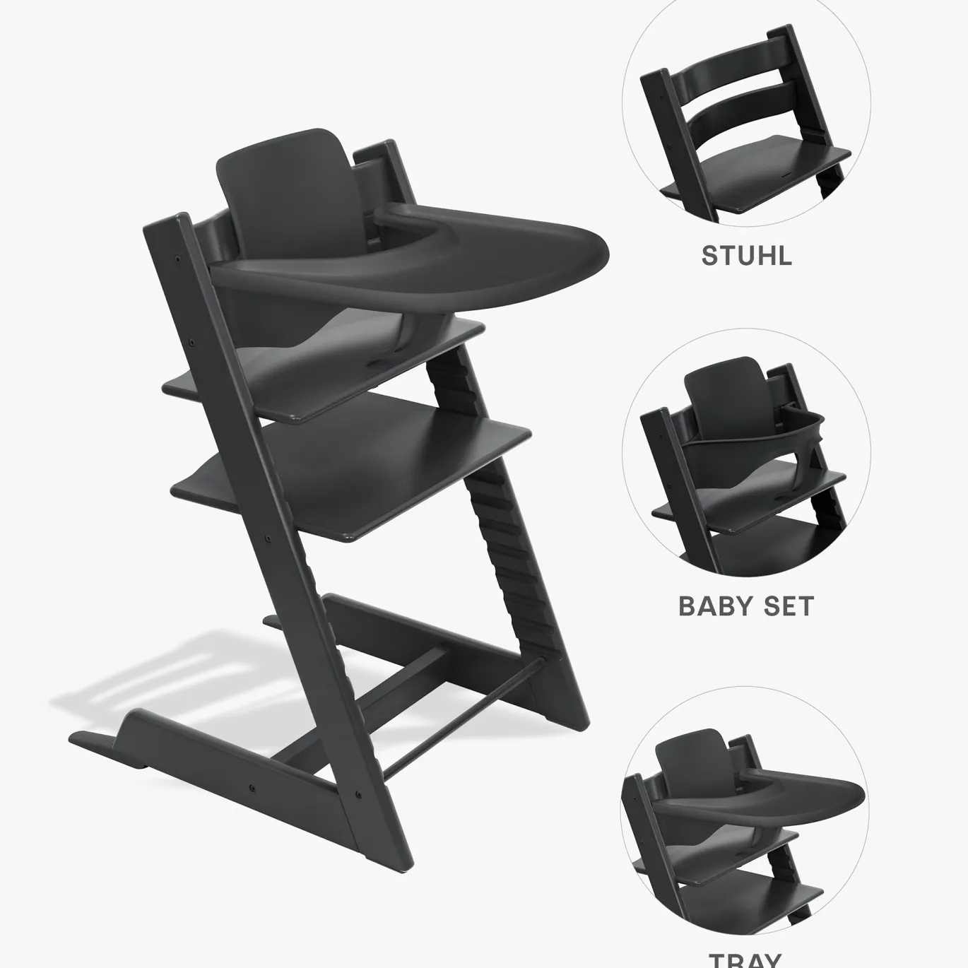 Set Tripp Trapp® Schwarz mit Baby Set und Tablett