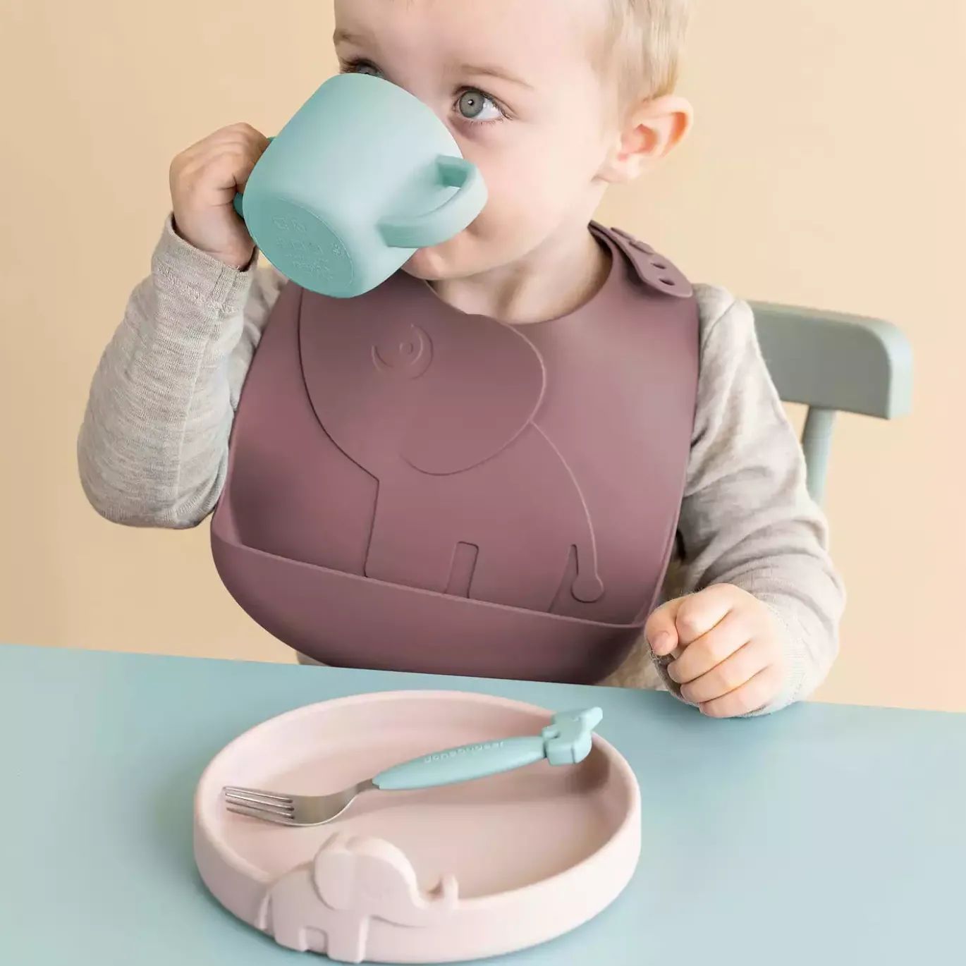 Silikon-Becher Peekaboo Croco Blau