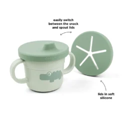 Snack- & Trinkbecher-Set Croco Grün