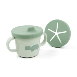 Snack- & Trinkbecher-Set Croco Grün