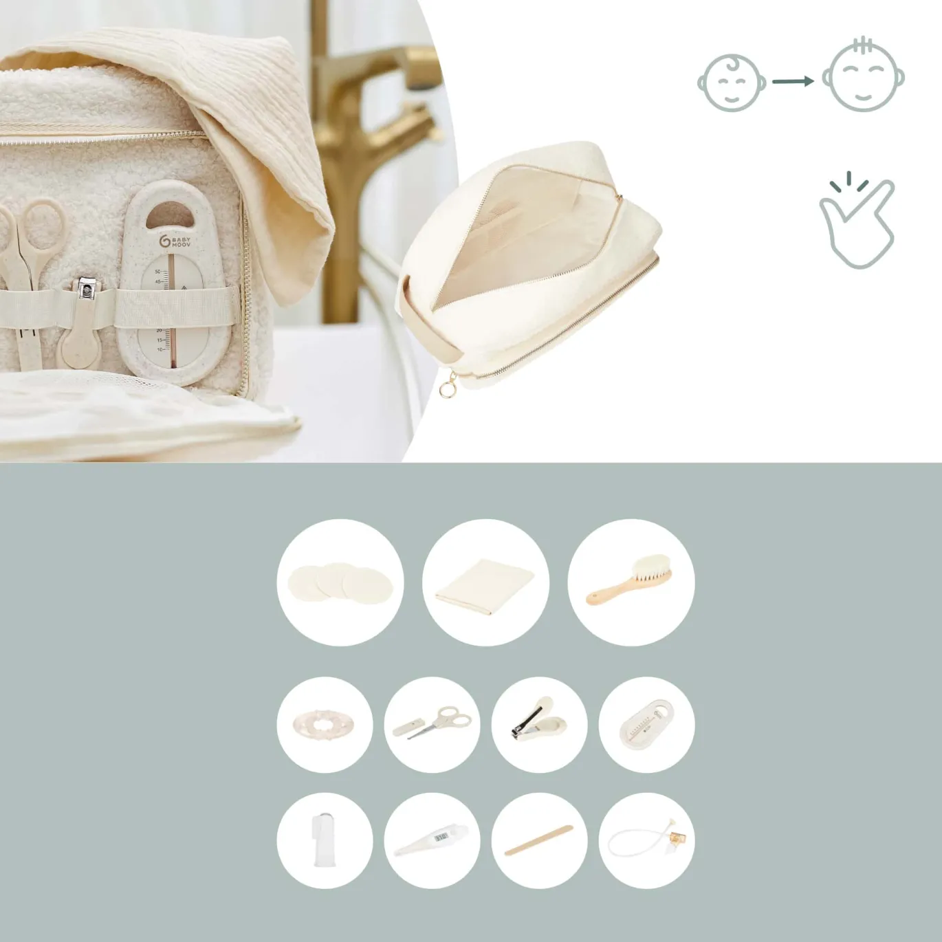 11-teiliges Babypflege-Set Curl White
