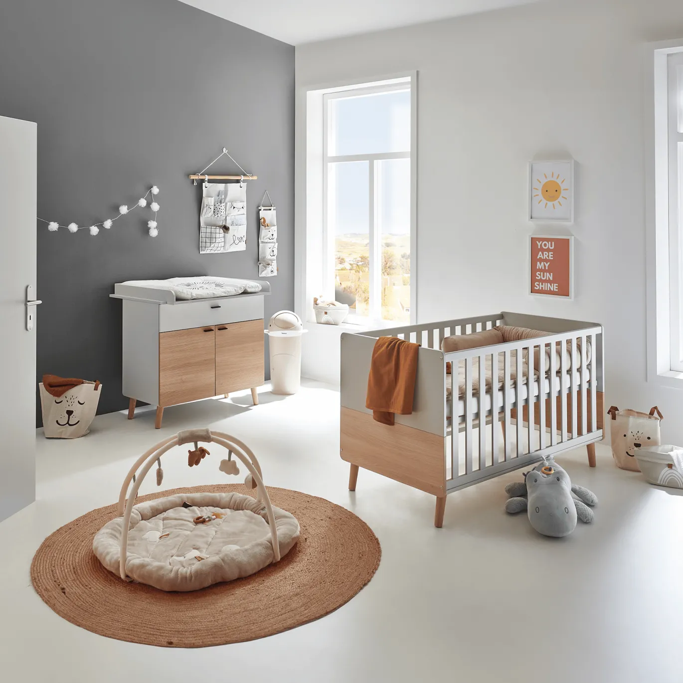 2-teiliges Spar-Set Babyzimmer Lovis mit Kommodenfüßen 88cm für die schmale Wickelkommode