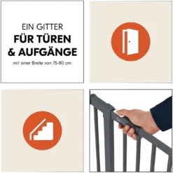 Tür- & Treppenschutzgitter Open N Stop 2 Dark Grey 75-80 cm