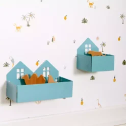 Wandregal & Box Haus Pastellblau